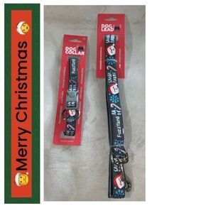🦋 FUZZYARD Gray SANTA PAWS Set: Collar (Medium) & Leash NWT
